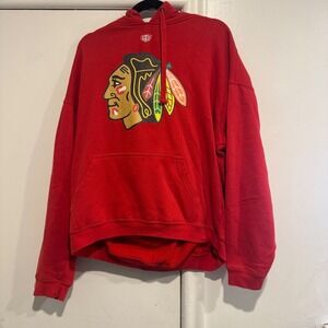 Old Time Hockey Chicago Blackhawks NHL Red Hoodie Sweatshirt Mens Large